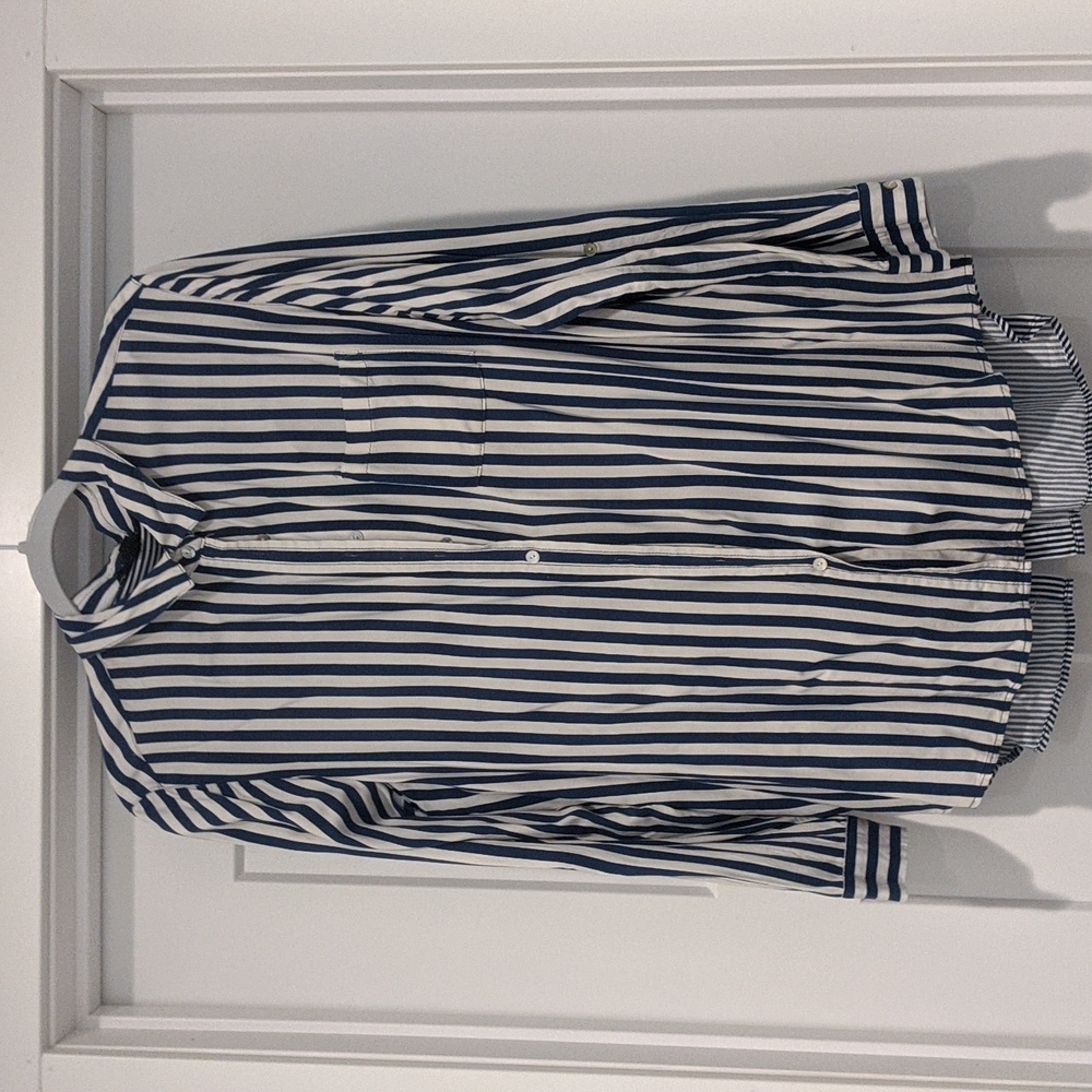 Jane and delancey women's blue and white nautical stripe blouse